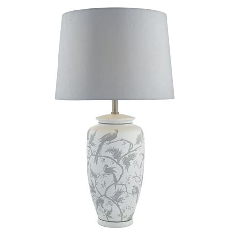 Orn4239 Ornate Table Lamp White Grey With Shade
