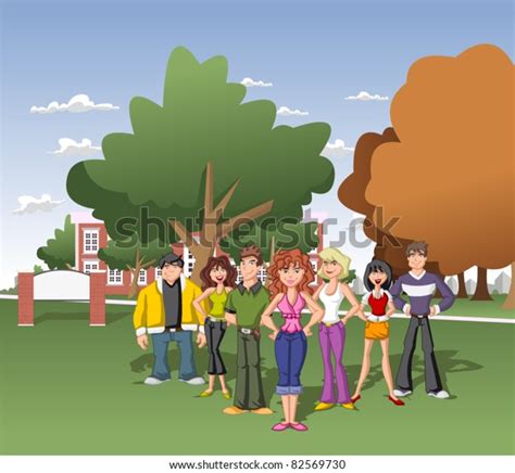 Students Front University Stock Vector Royalty Free 82569730