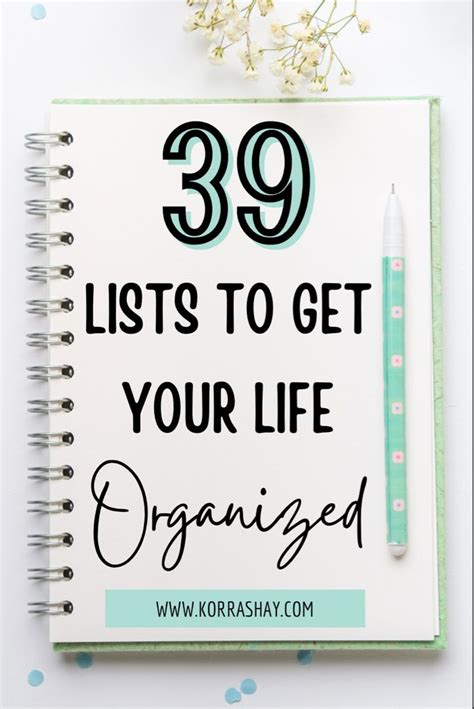 39 Lists To Get Your Life Organized Life Planner Organization Life
