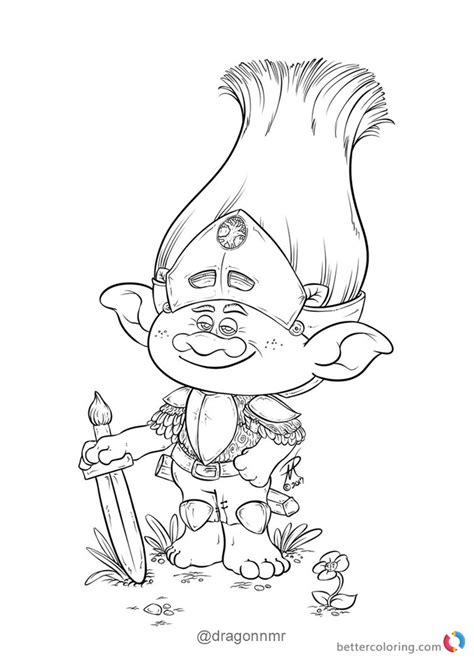 Warrior Branch From Trolls Coloring Pages Free Printable Coloring Pages