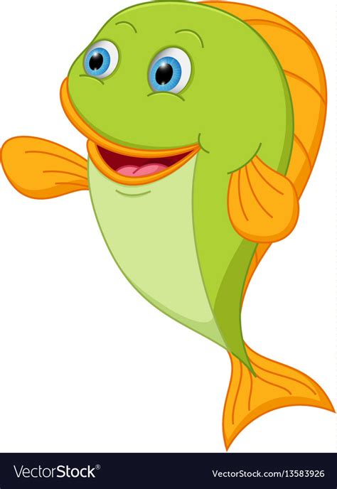 Happy Fish Cartoon Presenting Royalty Free Vector Image