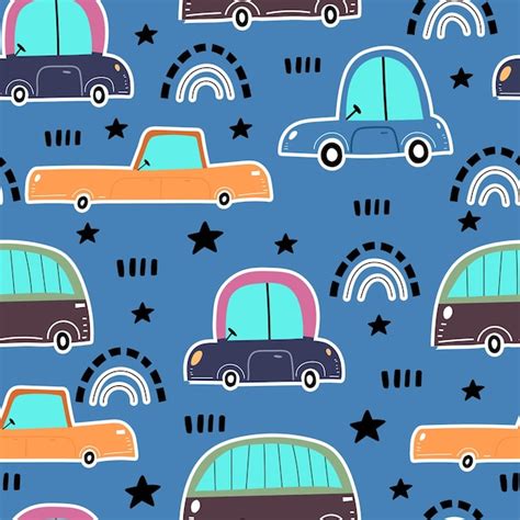 Premium Vector Seamless Pattern With Cartoon Cars