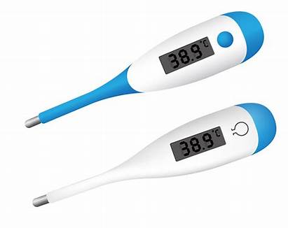 Thermometer Digital Temperature Shows Vector Medical Figures