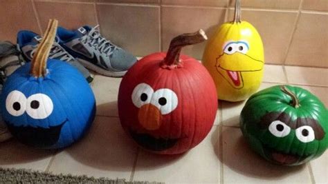 Sesame Street Painted Pumpkins I Printed Out Templates