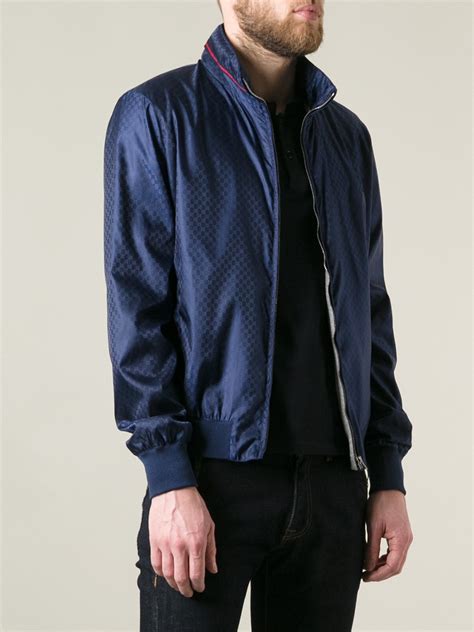 Gucci Printed Bomber Jacket In Blue For Men Lyst