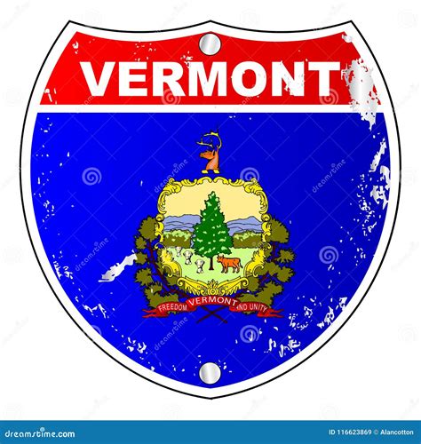Vermont Flag Icons As Interstate Sign Stock Vector Illustration Of