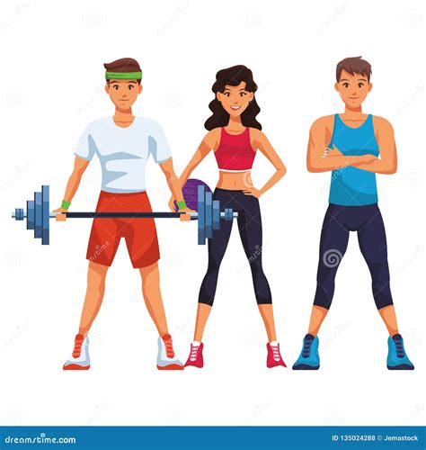 Fit People Doing Exercise Stock Vector Illustration Of Lifestyle