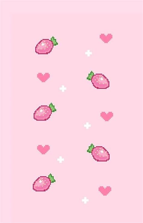 Pink Pixel Strawberries Iphone Case By Nikki Ray In 2020 Kawaii