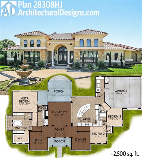 Great Symmetry With Architectural Designs Mediterranean House A Plan