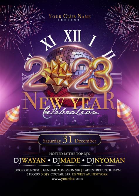 The New Year Celebration Flyer With Fireworks