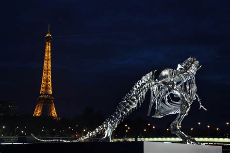 Life Sized Chrome T Rex In Paris • Lazer Horse