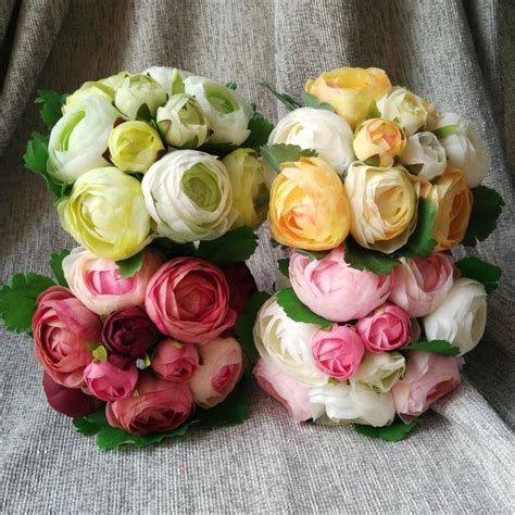 Silk Peony Bouquet Artificial Camellia Flower Bouquet For Bridesmaids