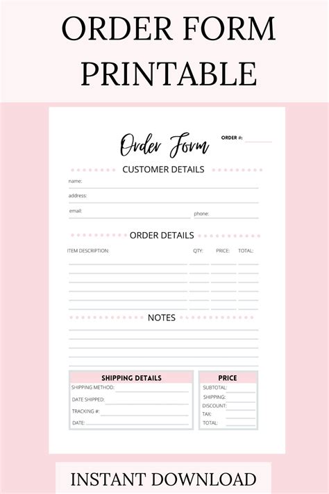 Small Business Free Printable Order Forms For Crafts Printable Word