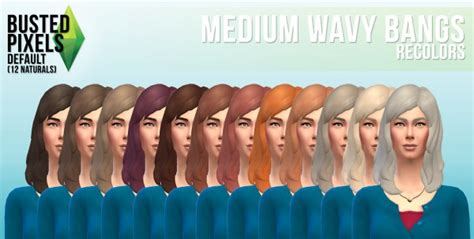 Busted Pixels Medium Wavy Bangs Hairstyle Sims 4 Hairs