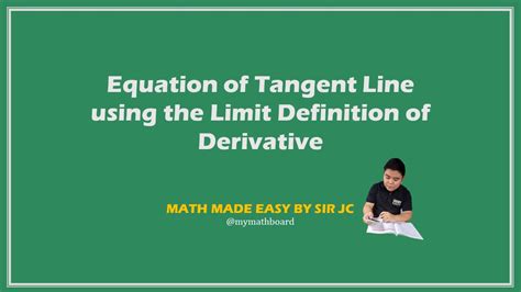 Calculus Equation Of Tangent Line Youtube