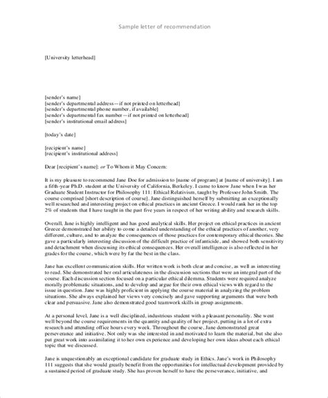Free 11 Sample College Recommendation Letter Templates In Ms Word Pdf