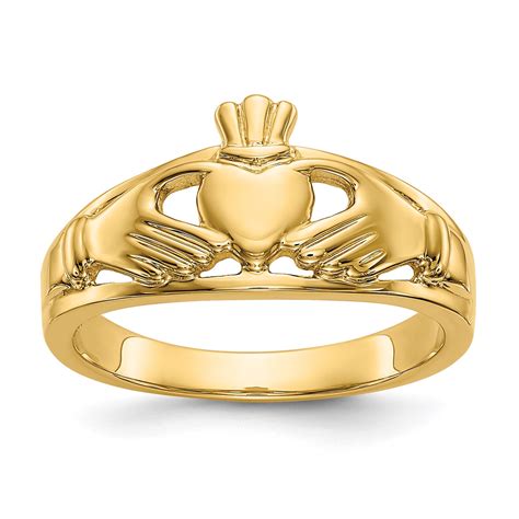 14k Yellow Gold Polished Ladies Claddagh Ring Ebay