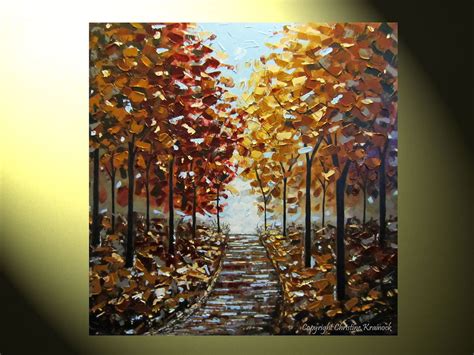 Original Art Abstract Painting Autumn Trees X Large Canvas Etsy