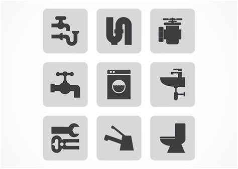 Silhouette Plumbing Icon Pack Vector Download