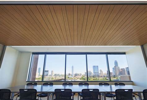 Since wood is a popular ceiling material, the texture of the upper area can be gained by using herringbone wooden panels.you can see in the picture how amazing the overall look of the ceiling is. Armstrong-WOODWORKS Linear Veneered Panels | Armstrong ...