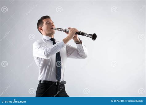 Young Man Playing The Clarinet Stock Photo Image Of Classical Play