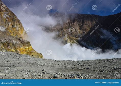 Surface Of The Crater Of An Active Volcano New Zealand Stock Image