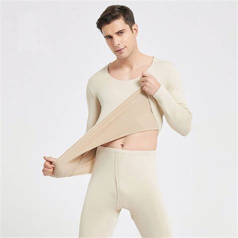 Mens Base Layer Underwear Round Neck Long Johns Natural Silk Blend With