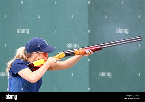 Great Britains Amber Hill Competes In The Womens Skeet Qualification