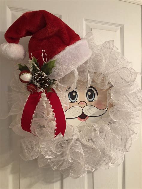 Christmas Wreath Santa Claus Wreath Santa Face Wreath Etsy