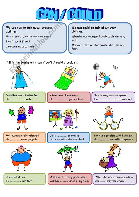 Can And Could Worksheet