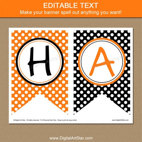 Orange Black White Polka Dot Banner Template Digital Art Star