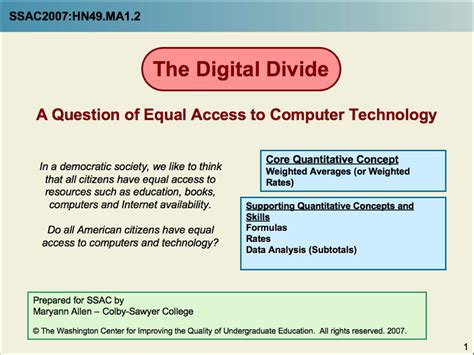 The digital divide is showing up in other areas as well. The Digital Divide: A Data Analysis Activity Using Subtotals