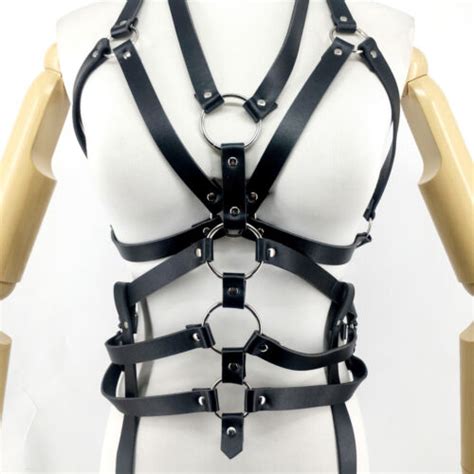 women faux leather body harness waist bra belt strap chain corset bustier us ebay