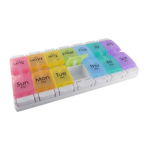 Surgical Basics Pill Box Weekly Pill Planner Removable 2 Per Day Ampm