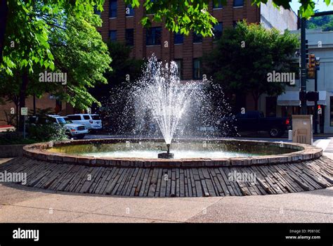 Water Fountain In Beautiful Downtown Hot Springs Arkansas On Bathhouse