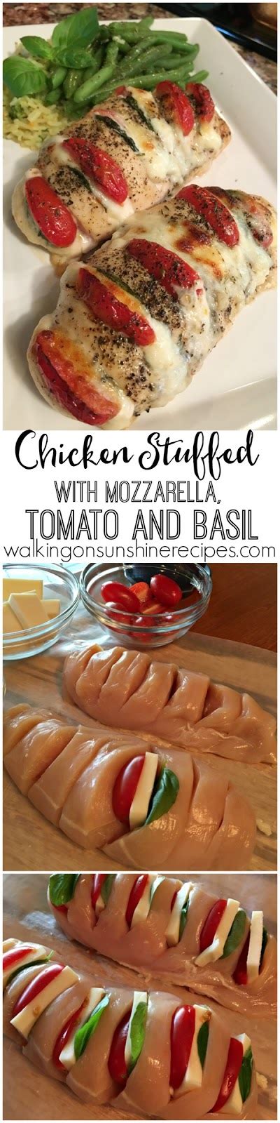 In a bowl, combine the basil, garlic, perfect italiano mozzarella and a sprinkle of salt and pepper. Hasselback Chicken Stuffed with Mozzarella, Tomato and ...