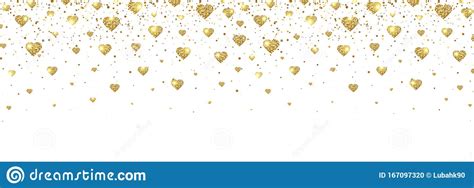 Gold Glitter Heart Confetti Border Bright Glitter Particles For Luxury