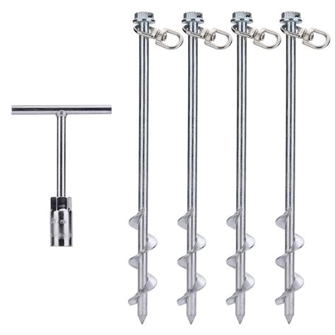 Buy Ground Anchors Screw In Tent Stakes Heavy Duty Trampoline Anchor Kit Earth Anchor