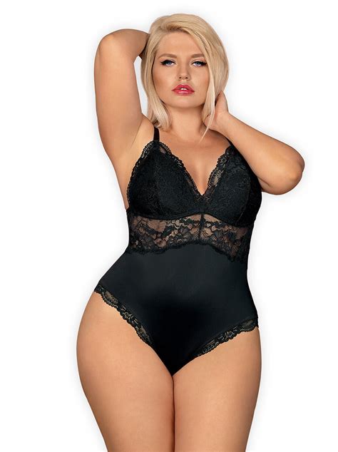 Plus Size Body Schwarz Spitze Satinbody Teddy Dessous Sexy Unterwäsche Gr Xxl Ebay