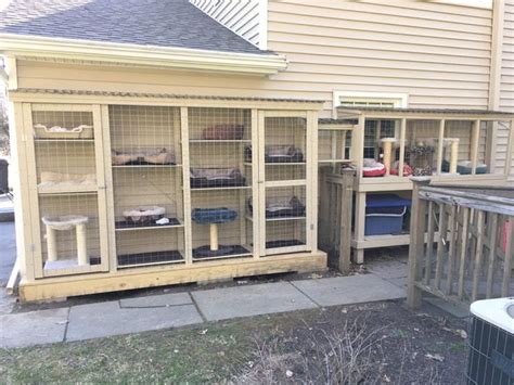 Outdoor Cat Cage Catio Made From Wooden Shelving Unit Cat Cages
