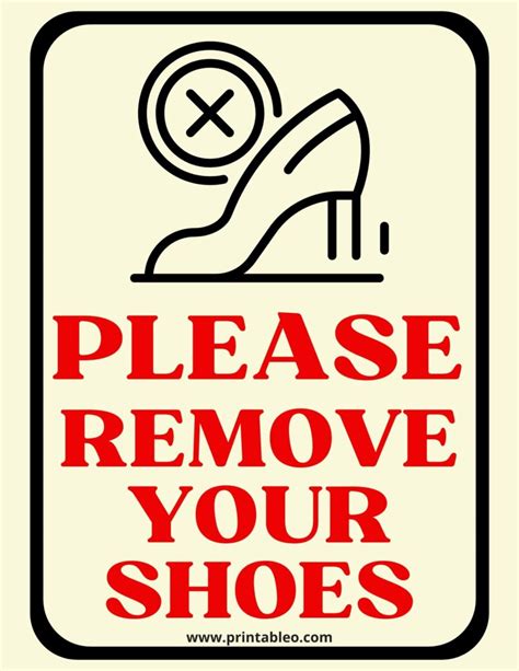 Printable Please Remove Your Shoes Sign