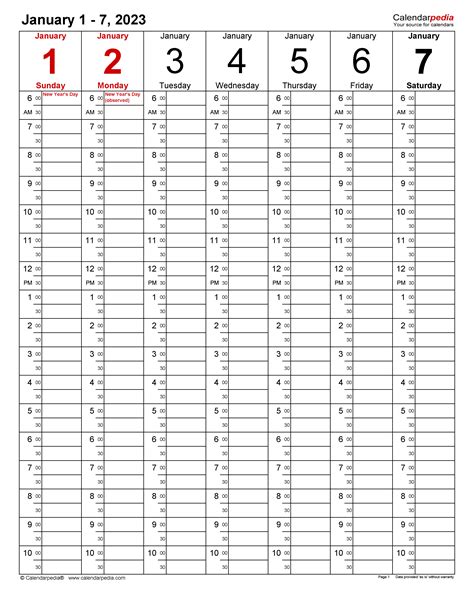 Printable Weekly Calendar 2023 With Time Slots 2024 Calendar Printable