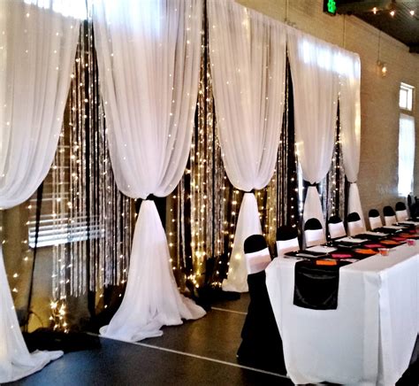 Moments In Time Wedding Event Rentals Head Table Reception Backdrop Black Mirror Organza