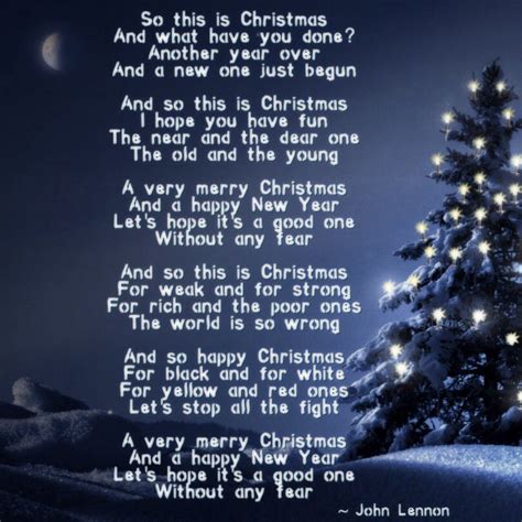 So This Is Christmas John Lennon Christmas Lyrics John Lennon Lyrics Beatles Lyrics