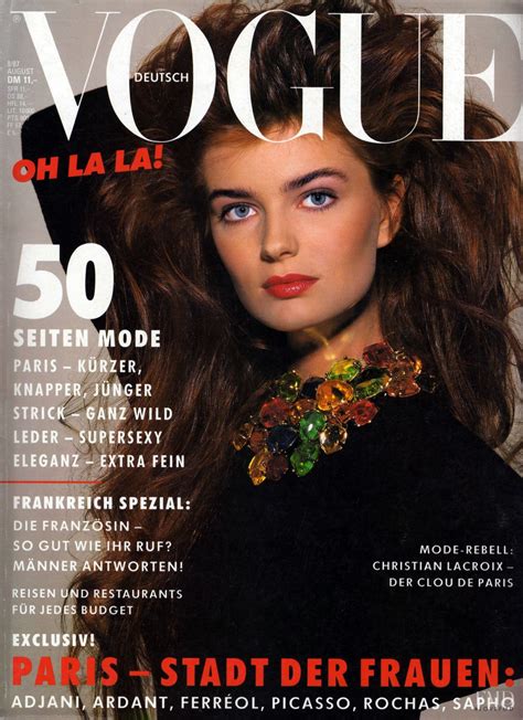 Cover Of Vogue Germany With Paulina Porizkova August 1987 Id3145