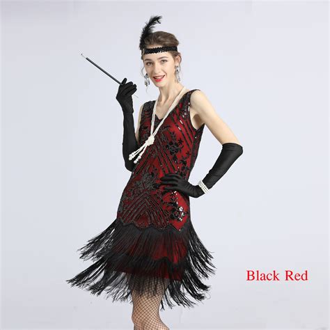 Women 1920s Flapper Roaring 20s Great Gatsby Costume Sequin Beaded And Embellished Art Deco