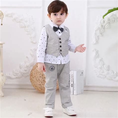 Formal Baby Boy Clothestops And Pant Gentleman Suit Cotton Boys 3 Piece