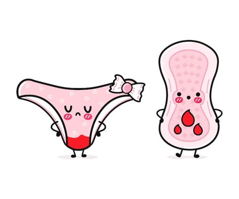 Premium Vector Cute Funny Happy Pink Panties And Menstrual Pad With Blood