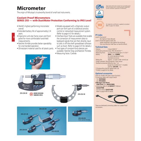 Mitutoyo Digital Micrometer Ip65 Digimatic 293 241 30 Coolant Proof
