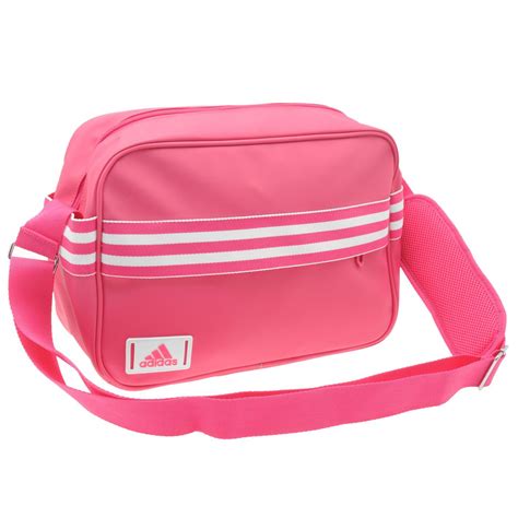 Adidas 3 Stripe Enamel Small Shoulder Bag Womens Pink Sports Gymbag